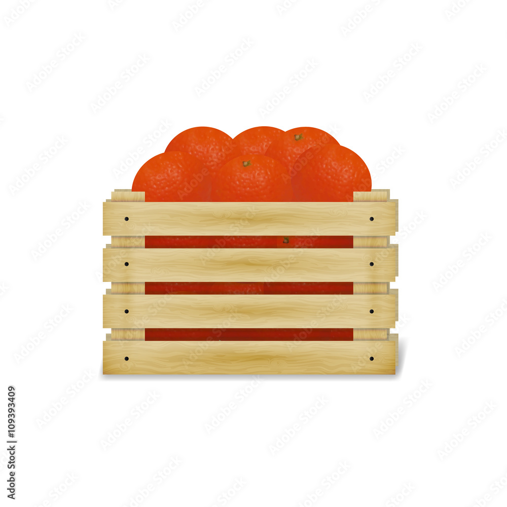 Vector illustration of wooden crate with oranges Vector illustration of wooden crate with oranges