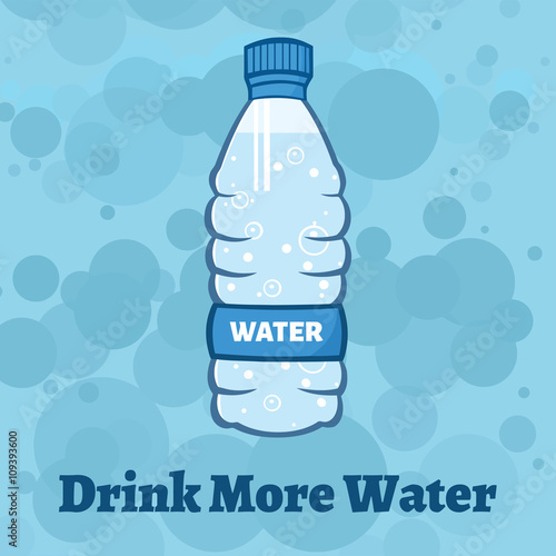 Water Plastic Bottle Cartoon Illustration. Illustration With Background And Text