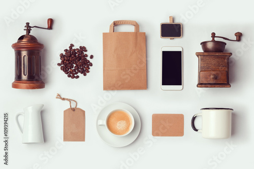 Картината върху платно Coffee shop mock up template for branding identity design