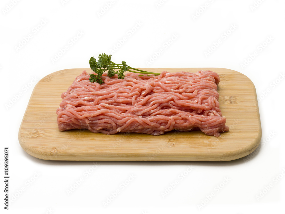 Raw Ground Beef on Cutting Board Raw Ground Beef on Cutting Board