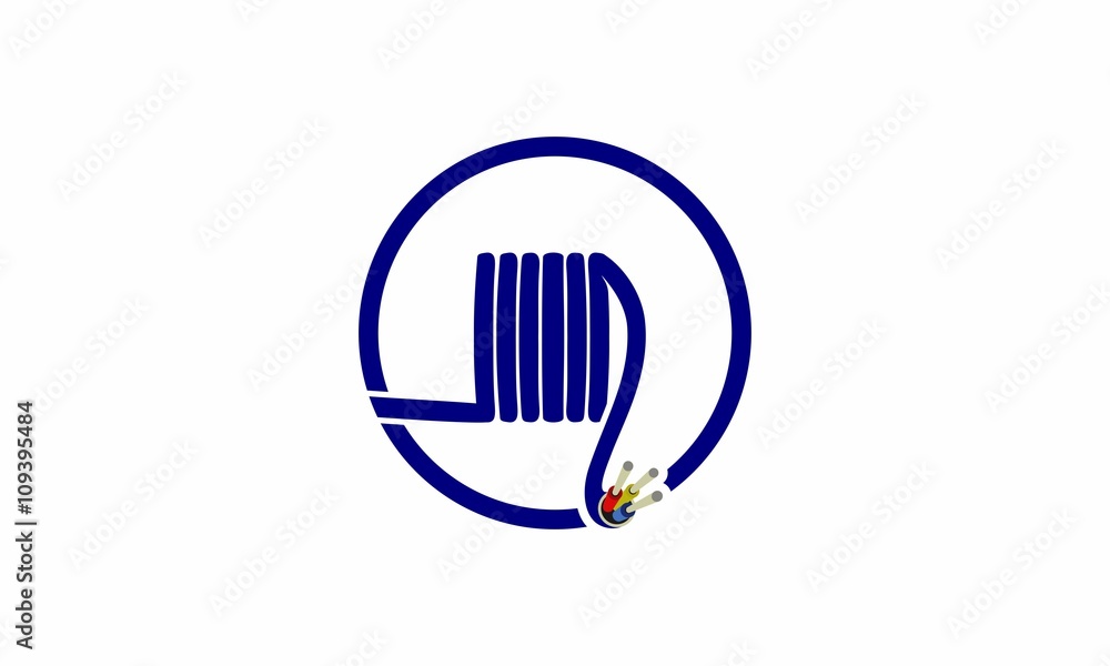 Fiber Optic Cable reels electric icon logo Stock Vector