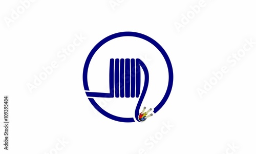 Fiber Optic Cable reels electric icon logo