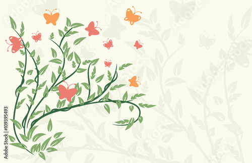 green leaves butterfly vector
