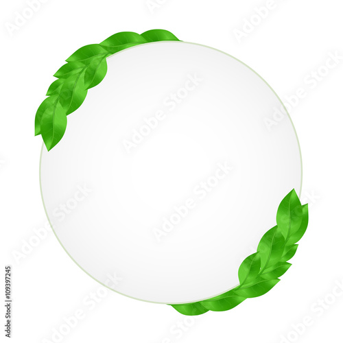 round label with green leafs