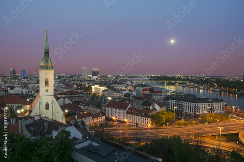 Bratislava aerial view at twilight