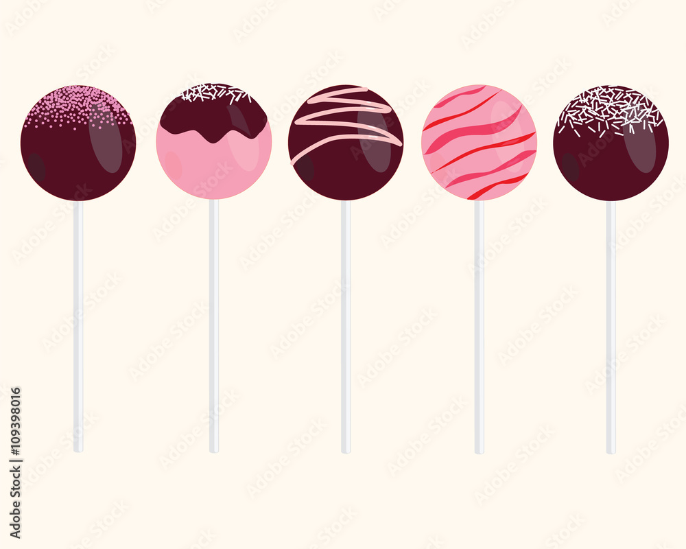 Cake Pops Vector Illustrations Set Cake Pops Vector Illustrations Set