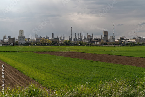 Chemical production plants in Ludwigshafen as seen from Mannheim in Germany.