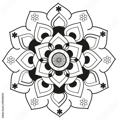 Black and white mandala vector for coloring, mandala bianco e nero vettoriale da colorare
