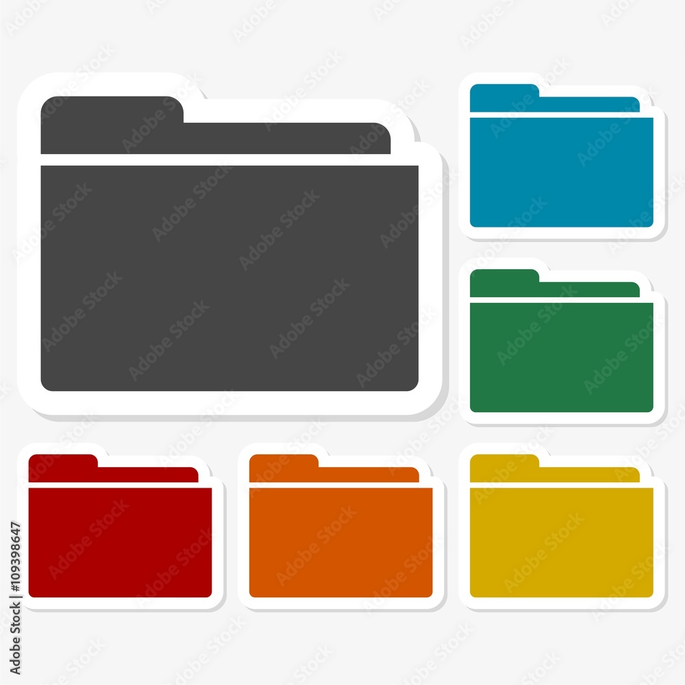 Multicolored paper stickers - File, folder icon Multicolored paper stickers - File, folder icon