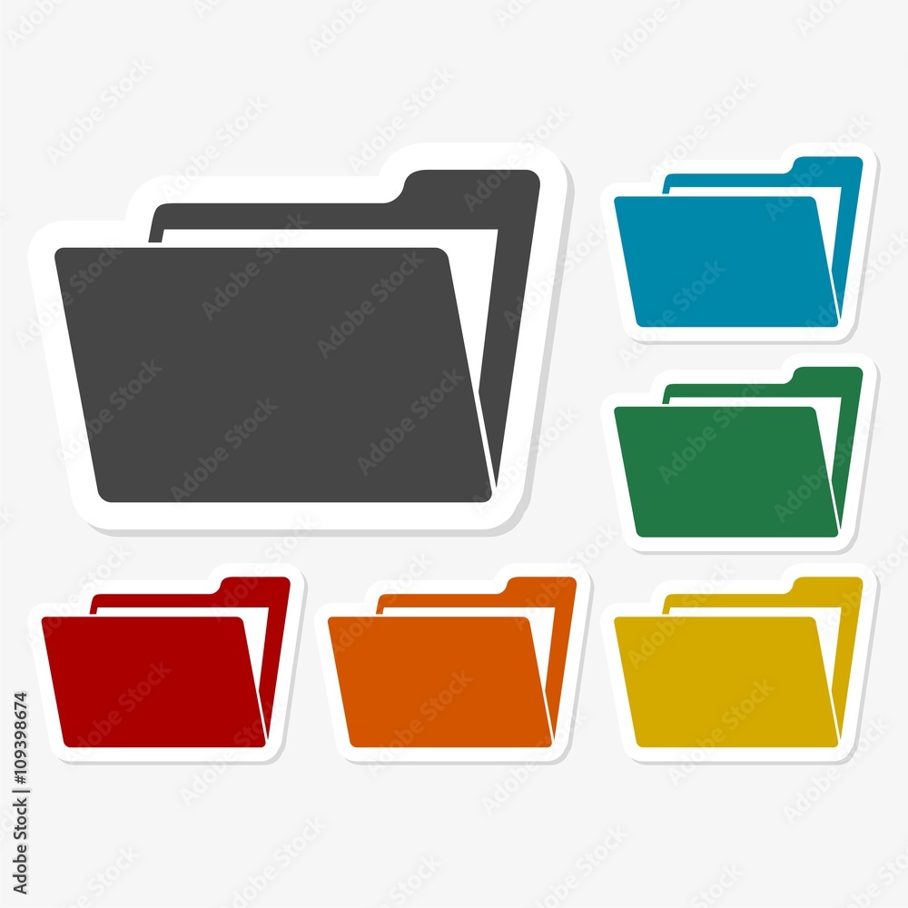Multicolored paper stickers - File, folder icon Multicolored paper stickers - File, folder icon