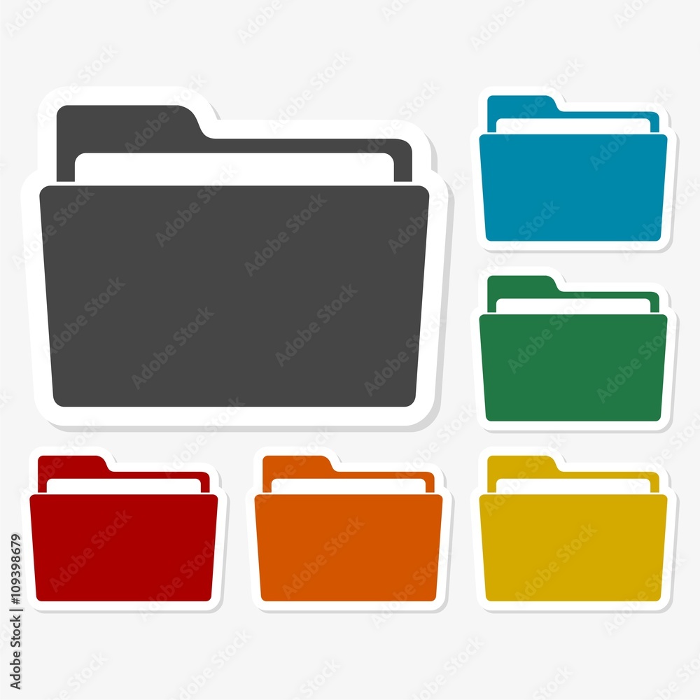 Multicolored paper stickers - File, folder icon Multicolored paper stickers - File, folder icon