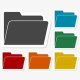Multicolored paper stickers - File, folder icon