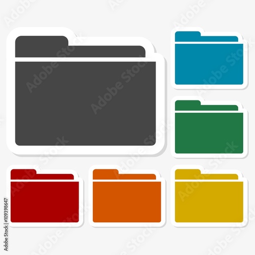 Multicolored paper stickers - File, folder icon