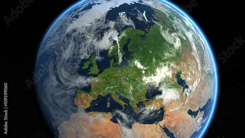 Zoom to Europe. The European states from space. Clip contains earth, europe, zoom, space, map, globe, satellite, planet, european, european union. Images from NASA.