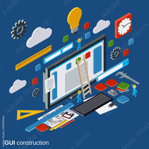 Graphic user interface construction, application development vector concept