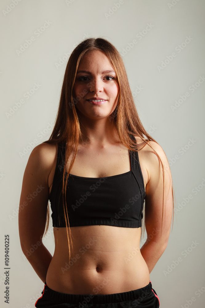 Fototapeta premium Happy young woman wear black sportswear.