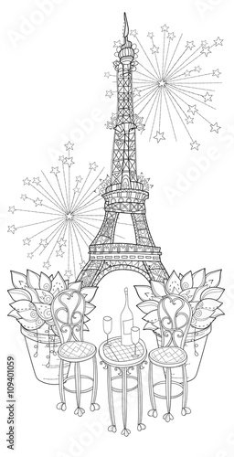 Wallpaper Mural Vector cute wine table in Paris. Torontodigital.ca