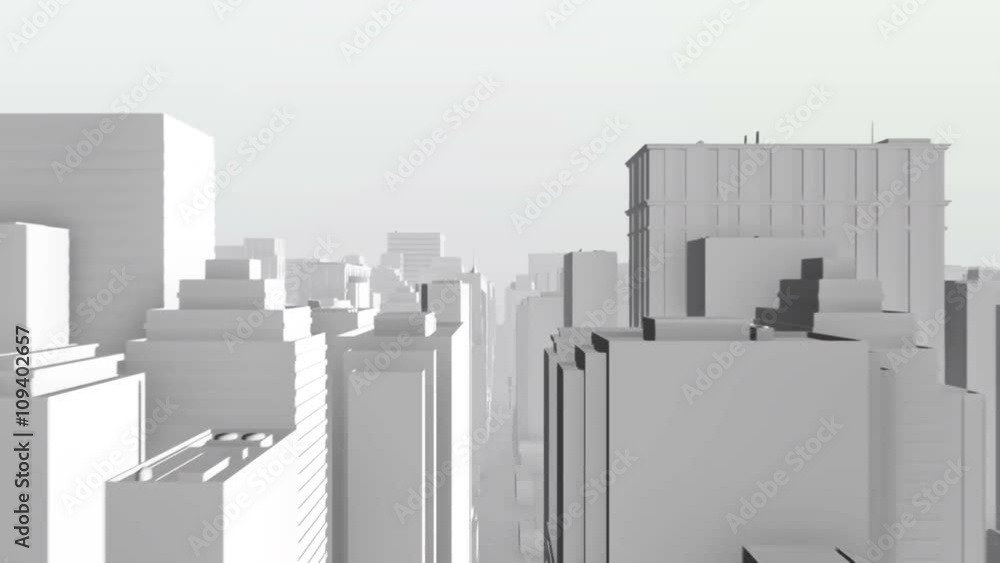 Seamless looping animation of a 3d city skyline, daytime Seamless looping animation of a 3d city skyline, daytime