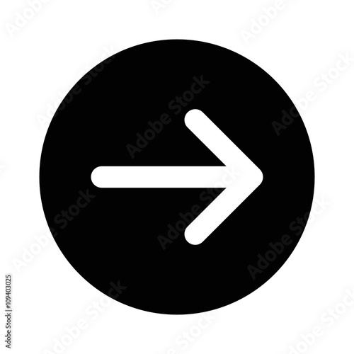 Rounded next arrow or right directional arrow flat icon for apps and websites