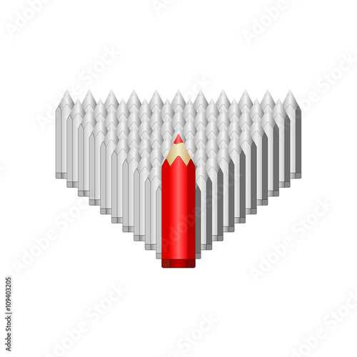 Red pencil leads gray. Vector EPS10