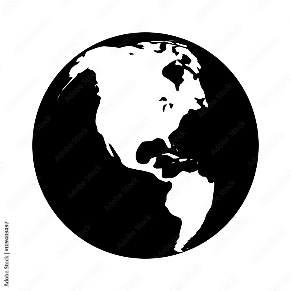 World map globe or planet earth with North America flat icon for apps and websites World map globe or planet earth with North America flat icon for apps and websites