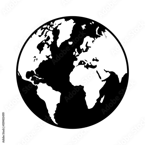 World map globe or planet earth world map flat icon for apps and websites