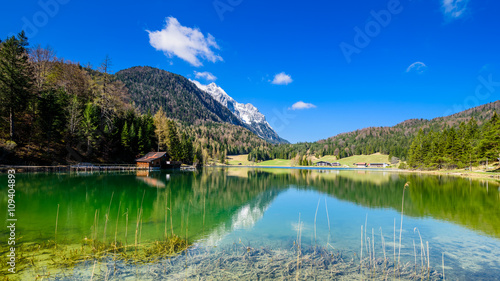 Alpspitze view from lautersee in mittenwald