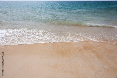 Sea wave blue color on the tropical beach. Thailand coastline