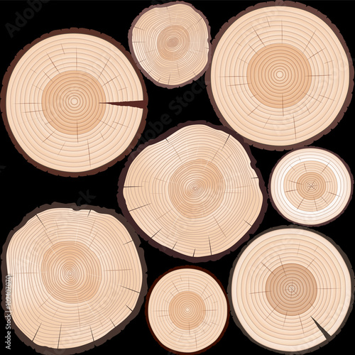 Rings of Tree. Color Vector Illustration.