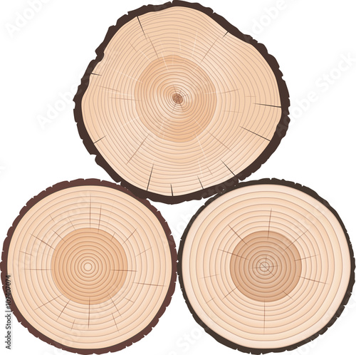 Rings of Tree. Color Vector Illustration.