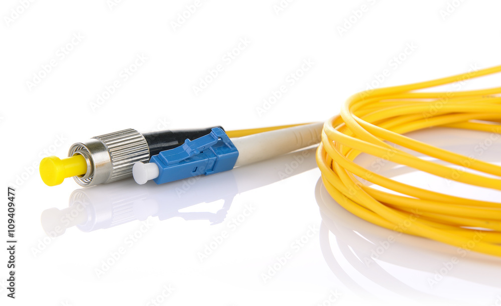 Fiber optic cables isolated on white background Fiber optic cables isolated on white background