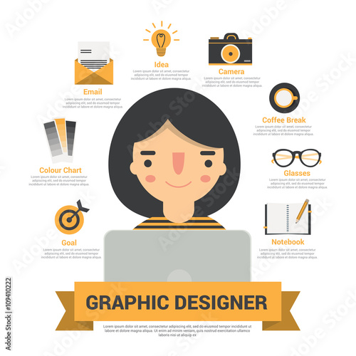 Infographic Gracphic Designer Freelance, vector illustration