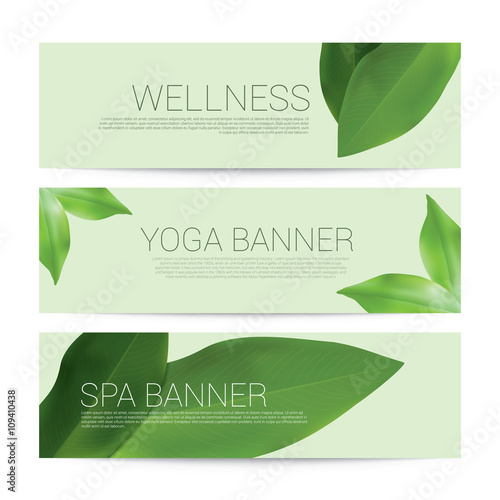 Leaf Blackground Wellness Spa Yoga banner template flyer menu
