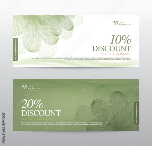 Gift Voucher, Flower Spa Yoga background banner template, vector