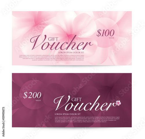Gift Voucher, Flower Spa Yoga background banner template, vector