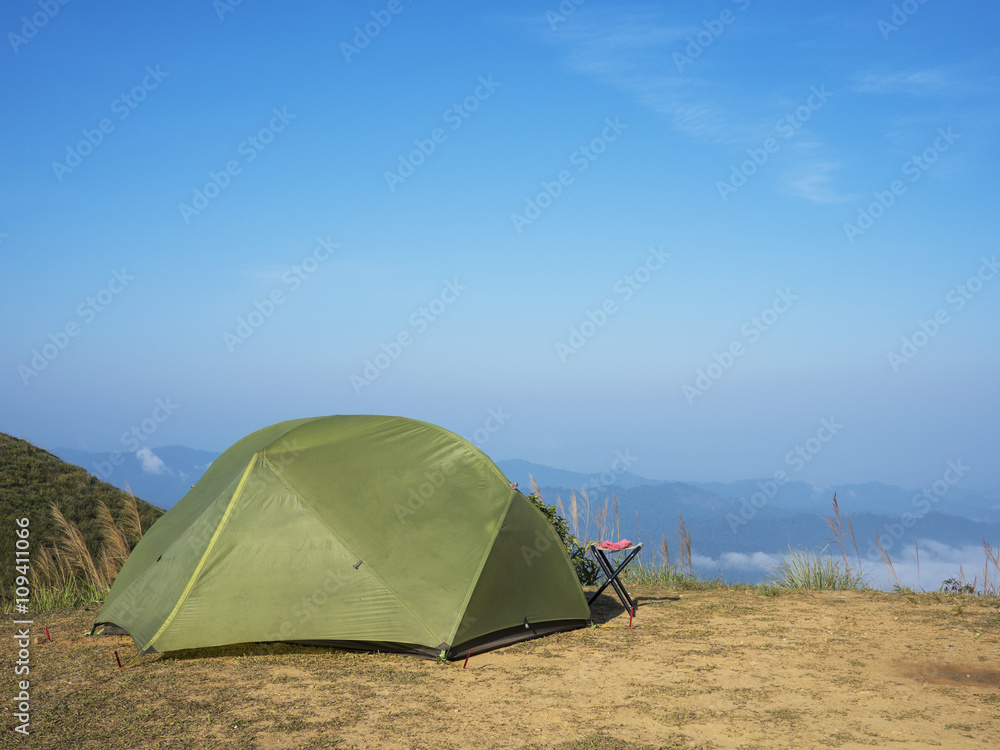 Camping tent on the mountain