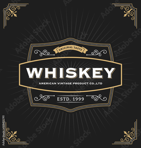 Vintage frame design for labels, banner, logo, emblem, menu, sticker and other design. Suitable for whiskey, beer, coffee shop, hotel, resort, jewelery and premium product. All type use free font.