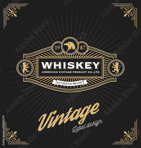 Vintage frame design for labels, banner, logo, emblem, menu, sticker and other design. Suitable for whiskey, beer, coffee shop, hotel, resort, jewelery and premium product. All type use free font.