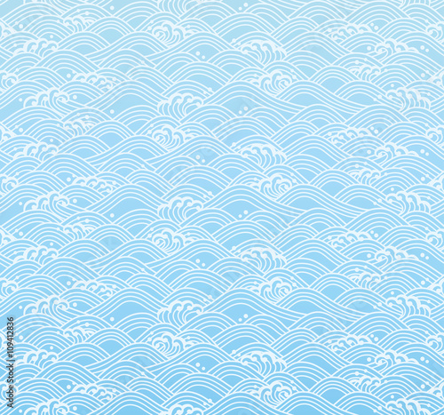 和波　水色背景　涼しさ