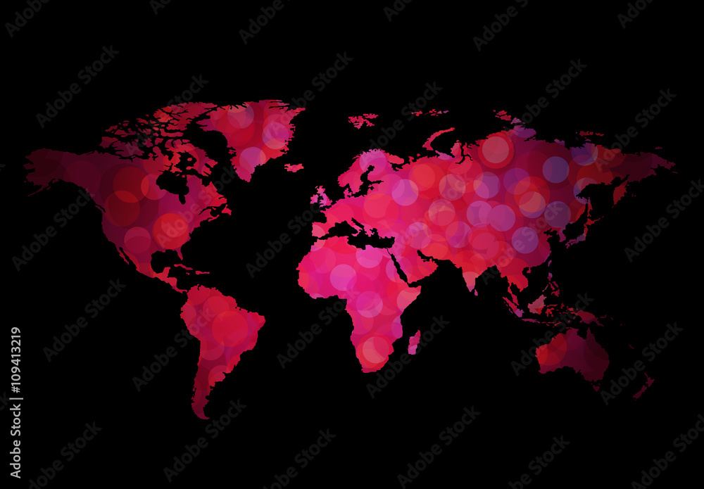 World map countries colorful with dots. Vector illustration.