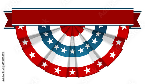 Canvas Print bunting american flag with red ribbon