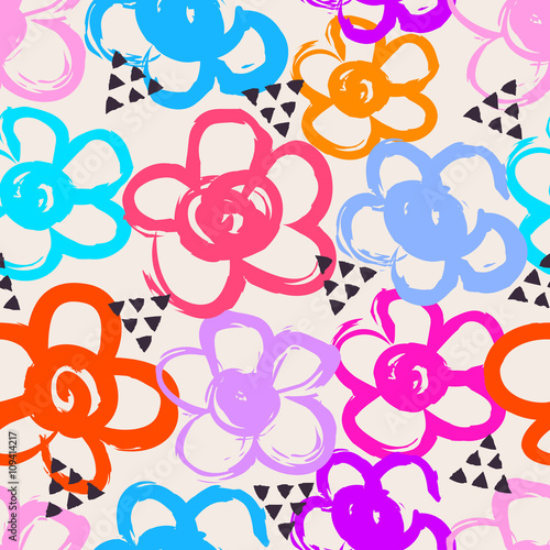 Tapety wzór z ręcznie rysowane kwiaty