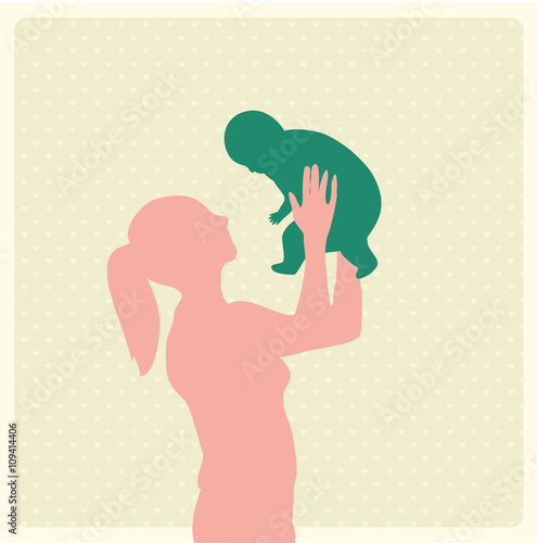 Mutter mit Kind - Mutter hält Baby hoch Silhouette