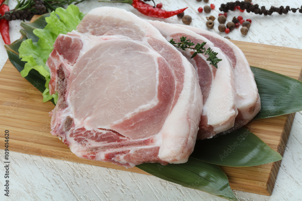 Raw pork t-bone steak Raw pork t-bone steak