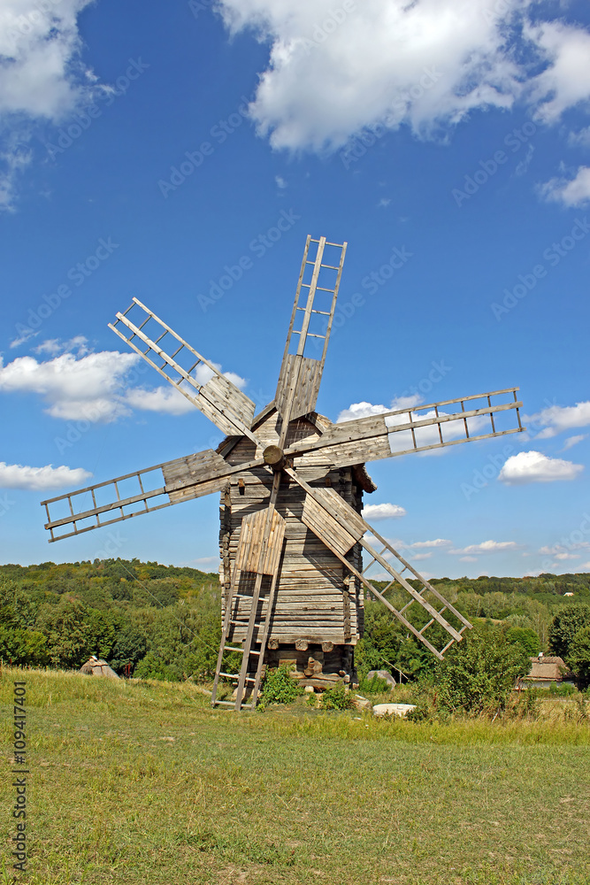 Windmill in the village, Pirogovo, Ukraine