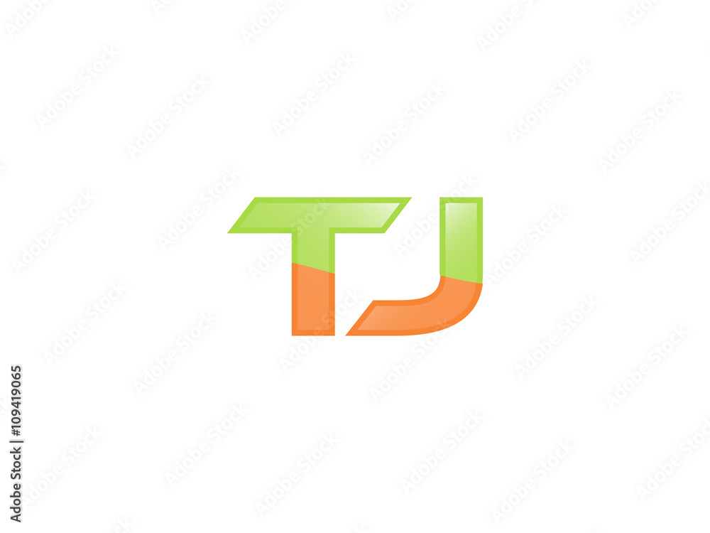 Green Orange shiny TJ letters Green Orange shiny TJ letters