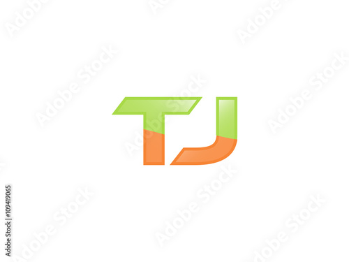 Green Orange shiny TJ letters