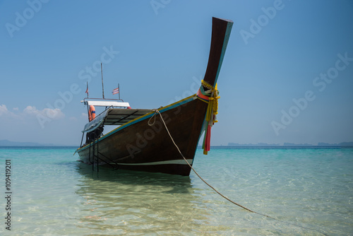 Thai boat longtail boat on the sea beach