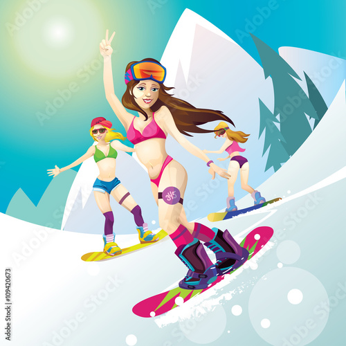 women snowboarders 