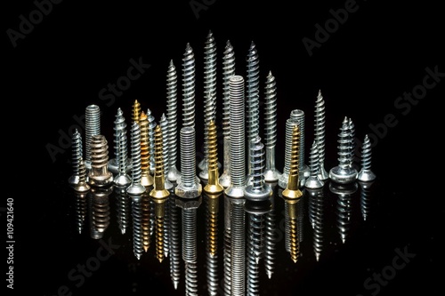 Various screws on end point upward to resemble a cityscape skyline.